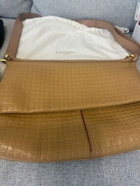 Hammitt Tan Woven Leather Shoulder Bag with Gold Hardware